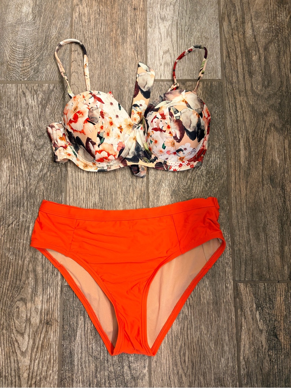 RACHEL Rachel Roy Floral Bikini Top and WB high waist bottom.